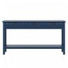 Table d'entree Oliver 60'' en placage de sapin avec design en nid d'abeille et tiroirs, bleu marine