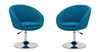 Fauteuil lounge pivotant moderne Hopper en tissu bleu - Lot de 2