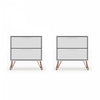 Table de nuit Rockefeller Mid-Century Modern 20\" en blanc (2 tiroirs) - Lot de 2