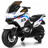 Moto Electrique 12v Pour Enfants Avec Roues D'entrainement Et Eclairage, Blanc