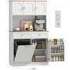 HOMCOM Armoire garde-manger, meuble de cuisine avec station de charge Blanc