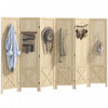 HOMCOM Paravent 6 Panneaux de 4.7 pi avec Panneau Perfore, Bois Naturel