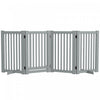 Pawhut Barriere Autoportante En Bois Pour Animal Domestique - Barriere D'interieur Pliable Pour Chien - Barriere De Securite Avec Porte, En Forme De Z - 4 Panneaux - Gris Clair
