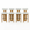 Sophia – Lot de 4 tabourets de bar modernes d’interieur en bois d’hevea avec dossier de soutien, coloris ivoire et noyer