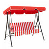 Outsunny Balancoire Pivotante D'exterieur 3 Places Chaise Longue De Jardin Rembourree Hamac De Terrasse Avec Cadre Et Auvent Rouge Et Blanc