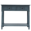 Table Console Traditionnelle Jeremy En Bois Massif Avec Tiroirs Et Etagere - Bleu Marine