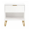 Table de nuit moderne Dumbo 20\" a cannelures en blanc (1 tiroir)