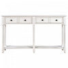Table Console Phyllis En Bois Massif Avec Tiroirs Et Etagere Inferieure - Ivoire Blanc
