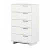 Commode verticale de rangement Cavalleri à 5 tiroirs - blanc pur