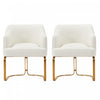 Chaise de salle a manger moderne Raya en bois et cuir vegetalien ivoire - Lot de 2