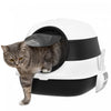 Pawhut Bac A Litiere Pour Chat Avec Couvercle, Avec Cotes Hauts, Assainisseur D'air, Grand Bac A Litiere Pour Chat A Entree Bidirectionnelle, Pliable, Facile A Nettoyer, Blanc Et Gris