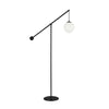 Lampe à pied Holly de Dainolite de 66 po de hauteur en verre blanc opale, avec fini noir mat et 1 ampoule