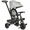 Qaba Tricycle Enfants Evolutif 4 En 1 Canne Telescopique Amovible Et Pare-soleil Pliable Demontable Angle Du Dossier Reglable Siege Pivotant Sac Et Paniers Integres Metal 44\" X 20.5\" X 38.5\" Gris
