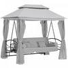 Outsunny Lit De Repos Exterieur Pour 3 Pers Avec Moustique En Maille, Gris
