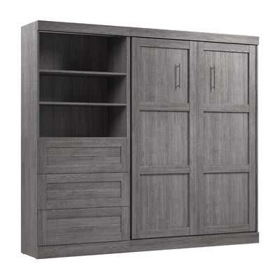 Bestar Pur Full Murphy Bed and Storage Unit with Drawers 95-Inch Wall Bed - Bark Grey|Lit double escamotable mural Pur de Bestar de 95 po avec rangement et tiroirs - gris écorce