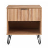 Table de nuit moderne Dumbo 20\" a cannelures en brun dore (1 tiroir)