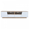 Lumina Meuble TV 64.9 po avec Lumieres LED et Finition Haute Brillance, Blanc/Bois