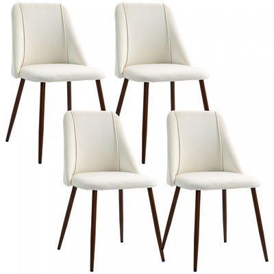HOMCOM Dining Chairs Set of 4, Velvet Accent Chair, Cream White