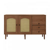 Zona 51.1\" Buffet avec Portes en Rattan et Etageres Ajustables, Marron Fonce