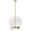 Luminaire suspendu Picotas de Dainolite en verre transparent, avec fini laiton vieilli et ampoule à DEL de 15 W