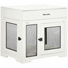 Pawhut Cage Pour Chien Avec Coussin, 2 Portes, Table D'appoint Avec Rangement, Cage D'interieur Pour Chiens De Petite Et Moyenne Taille, Blanc