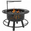 Outsunny Foyer Bbq Grill Avec Grille Et Poele, Foyer A Bois, Noir