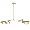 Luminaire suspendu horizontal Emma de Dainolite en verre blanc, avec fini laiton vieilli et 4 ampoules
