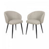 Chaise laterale moderne contemporaine Looma en cuir vegetalien et metal, gris pierre - Lot de 2