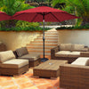 Costway Parasol de table de marche exterieur de 9 pieds avec bouton poussoir, inclinaison, manivelle, levage, bordeaux