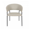 Fauteuil contemporain moderne en cuir vegetalien avec accoudoirs en metal, coloris gris pierre - Lot de 2
