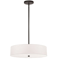 Luminaire suspendu Everly de Dainolite avec abat-jour blanc, fini noir mat et 4 ampoules