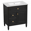 Olivia Meuble-lavabo de 30\" avec vasque en ceramique et bois caoutchouc massif, Noir