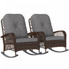 Outsunny Lot De 2 Chaises A Bascule En Rotin Avec Coussin Pour Jardin, Gris