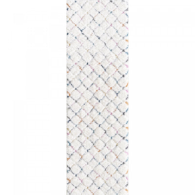 Lola Lattice Shag Area Rug - 2'7" x 8'|Carpette à poil long Lola à motif de treillis - 2 pi 7 po x 8 pi