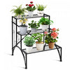 Support Pour Plantes En Metal 3 Niveaux, Support Pour Pots De Fleurs Avec 3 Etageres Ouvertes, Pieds Antiderapants Et Structure Metallique Robuste, Support Decoratif Pour Plantes Pour Jardin, Balcon, Terrasse, Montage Facile