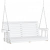 Outsunny 46\" Porch Swing Bench Pour 2 Personnes Avec 2 Porte-gobelets Integres, Design A Lattes, Chaines Incluses, Capacite De Charge De 550lb, Blanc.
