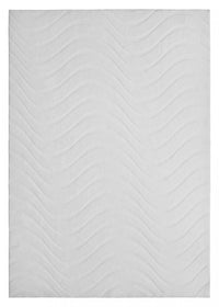 Tapis Lavable A Poils Longs Motif Vagues Blanc Perle 8'x10'