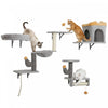 Ensemble de Meubles Muraux pour Chat avec Poteaux a Gratter, Gris Clair