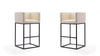 Tabouret de bar Embassy style milieu du siecle en metal et tissu creme - Lot de 2