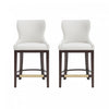 Tabouret de comptoir Blair moderne en bois et tissu blanc - Lot de 2