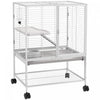 Pawhut Cage Pour Petits Animaux Avec Roulettes, Parc Pour Rats, Furets, Chinchillas Avec Etagere De Rangement Inferieure, Plateau Amovible, Rampe, 24,2\" X 17,9\" X 33,9\", Gris Clair