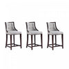 Tabouret de comptoir traditionnel en bois Fifth Avenue avec assise rembourree, gris clair - Lot de 3