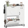 HOMCOM Meuble a Chaussures, Rangement Rustique avec Placard Lateral, Blanc