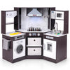 Costway Bois Enfants Jouer Coin Cuisine Avec Des Lumieres Realistes Et Des Sons Eclaires Gamme Capuchon Marron