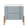Lila Table de Nuit Moderne avec Tiroirs de Rangement et Poignees Metalliques, Bleu