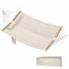Outsunny Hamac Exterieur 200 kg avec Barres en Bois, Blanc Creme