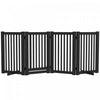 Pawhut Barriere Autoportante En Bois Pour Animal Domestique - Barriere D'interieur Pliable Pour Chien - Barriere De Securite Avec Porte, En Forme De Z - 4 Panneaux, Noir