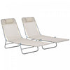 Outsunny Chaise Longue 2 Pcs, Chaises De Piscine Inclinables, Blanc Creme