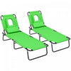 Outsunny 2pcs Chaise Longue Reglable, Chaise Longue Pliante Pour Le Jardin