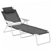 Outsunny Chaise Longue D'exterieur Avec Dossier Reglable, Gris Anthracite